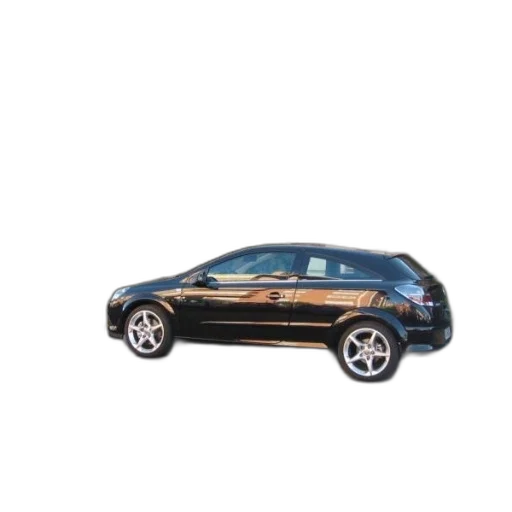 car, 3d render, photorealistic, sleek, black, silver, rims, parked transparent PNG cut-out