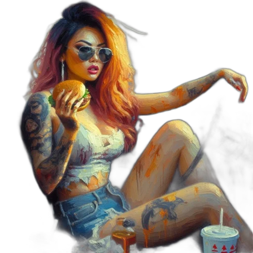 dress, photorealistic, fantasy art, comic book art, concept art, neon lights, fire, pastel transparent PNG cut-out