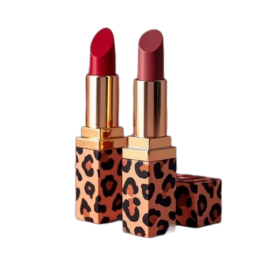 red, leopard, print, lipstick, gift, set, personalized, case transparent PNG cut-out