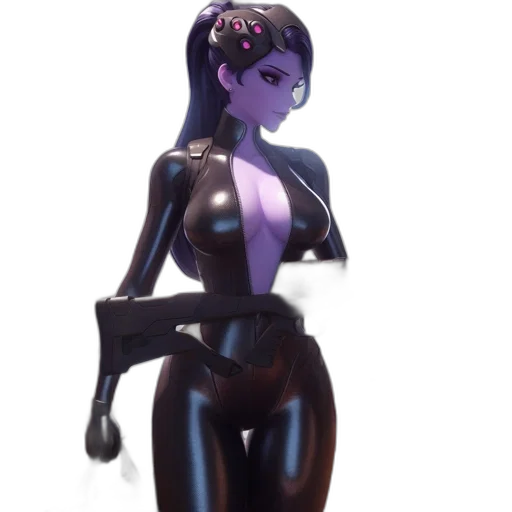 robot, dress, staff, concept art, 3d render, cyberpunk, fantasy art, dark transparent PNG cut-out