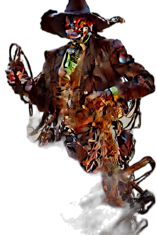 jacket, mask, staff, creature transparent PNG cut-out