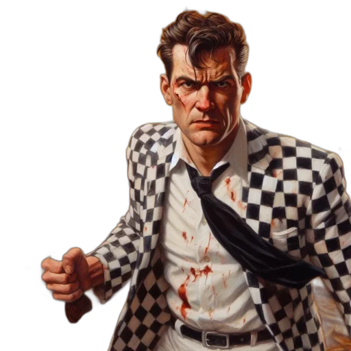jacket, face, comic book art, concept art, photorealistic, crowded, stadium, during transparent PNG cut-out