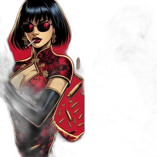 comic book art, concept art, fantasy art, anime, red, two, images, display transparent PNG cut-out