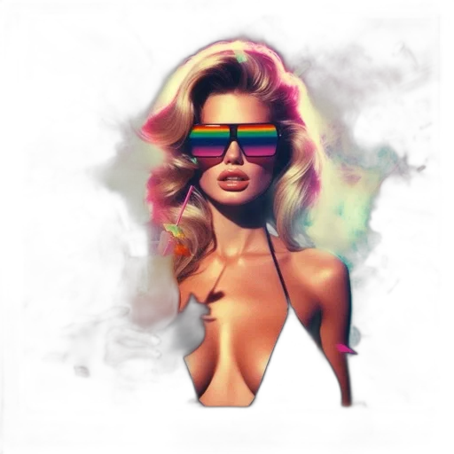 mask, photorealistic, 3d render, concept art, fantasy art, neon, colorful, woman transparent PNG cut-out