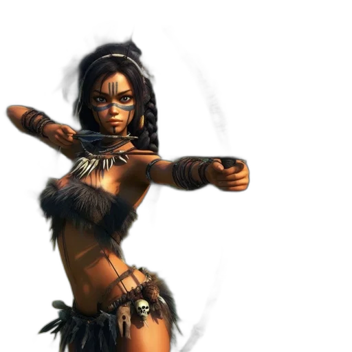 staff, fantasy art, concept art, comic book art, 3d render, earth tones, indigenous, woman transparent PNG cut-out