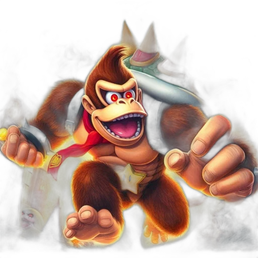 animal, crown, concept art, 3d render, photorealistic, donkey, kong, wearing transparent PNG cut-out