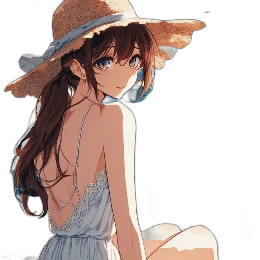 hat, dress, umbrella, staff, anime, watercolor, photorealistic, concept art transparent PNG cut-out