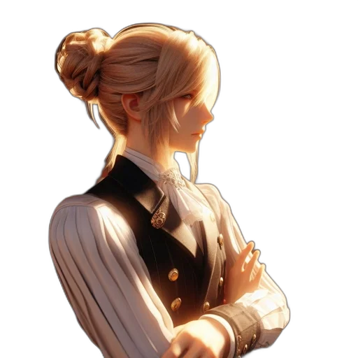 staff, dress, face, jacket, concept art, fantasy art, photorealistic, anime transparent PNG cut-out