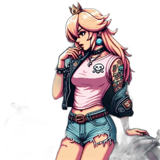 jacket, concept art, comic book art, pixel art, cartoon, pastel, neon, pixelated transparent PNG cut-out
