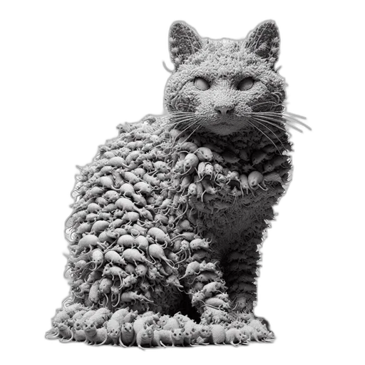 animal, creature, staff, dragon, photorealistic, 3d render, monochrome, sculpture transparent PNG cut-out
