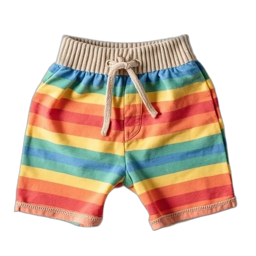 colorful, child, shorts, pastey, rainbow, stripes transparent PNG cut-out