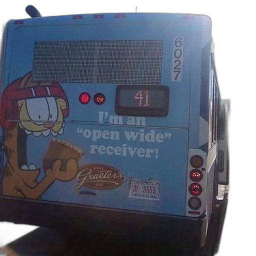 robot, food, garfield, back, bus, says, open, wide transparent PNG cut-out