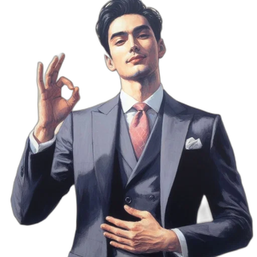 face, photorealistic, concept art, pixel art, 3d render, individual, gray, suit transparent PNG cut-out