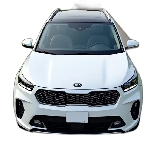 car, 3d render, white, kia, suv, parked, driveway, clear transparent PNG cut-out