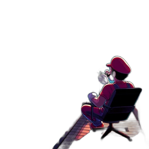 robot, staff, weapon, hat, concept art, pixel art, vaporwave, cartoon transparent PNG cut-out
