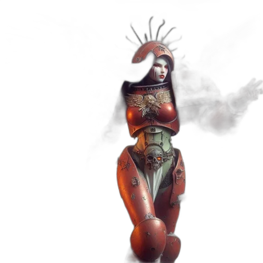 robot, concept art, fantasy art, 3d render, cyberpunk, fire, regal, woman transparent PNG cut-out