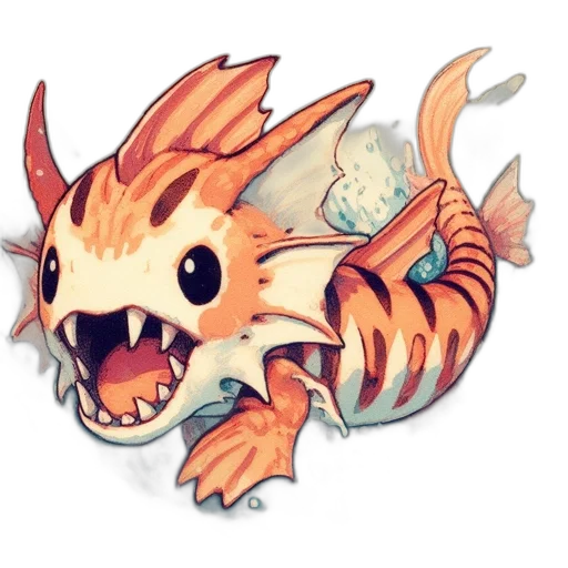 dragon, creature, staff, animal, concept art, fantasy art, pixel art, watercolor transparent PNG cut-out