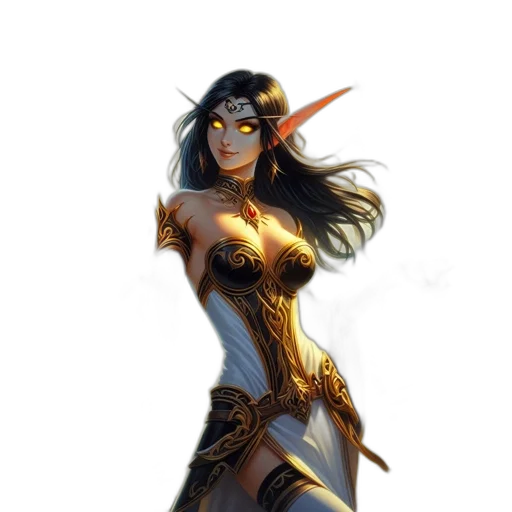 staff, dress, fantasy art, concept art, comic book art, pixel art, golden, female transparent PNG cut-out