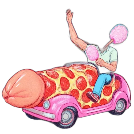 car, food, animal, creature, concept art, cartoon, 3d render, elderly transparent PNG cut-out