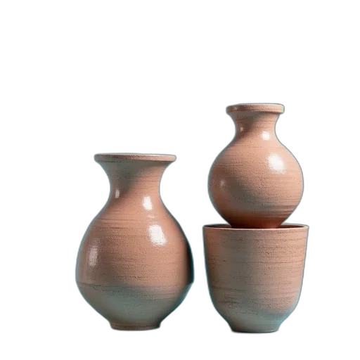 bottle, 3d render, photorealistic, earth tones, pastel, set, ceramic, pots transparent PNG cut-out