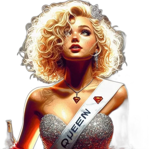 crown, hair, dress, comic book art, photorealistic, concept art, fantasy art, outer space transparent PNG cut-out