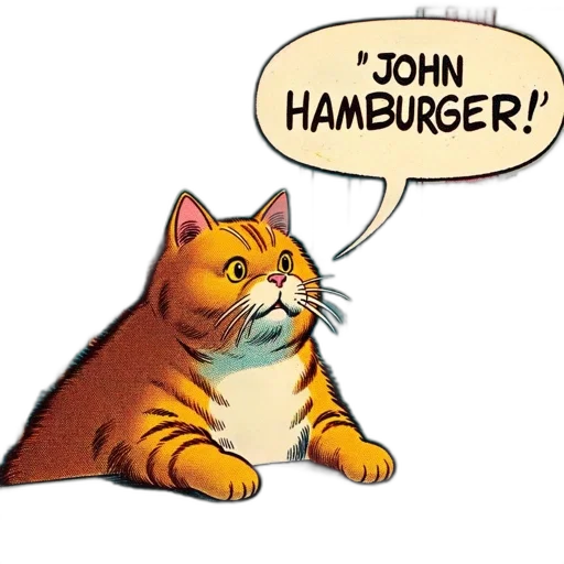 animal, comic book art, cartoon, concept art, large, orange, tabby, cat transparent PNG cut-out