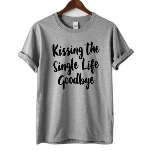 grey, t-shirt, phrase, kissing, single, life, goodbye, cursive transparent PNG cut-out
