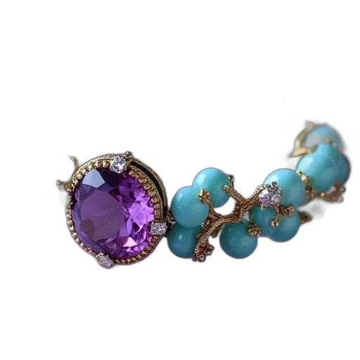 jewelry, crown, amethyst, turquoise, gems, bracelet transparent PNG cut-out