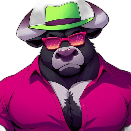 hat, staff, animal, jacket, concept art, cartoon, vaporwave, pixel art transparent PNG cut-out