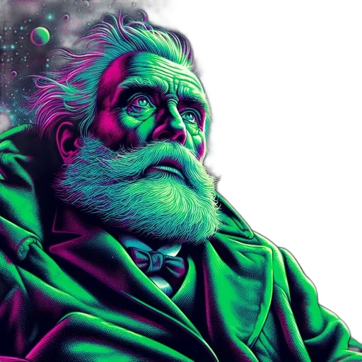 face, fantasy art, cyberpunk, vaporwave, concept art, neon lights, outer space, green transparent PNG cut-out