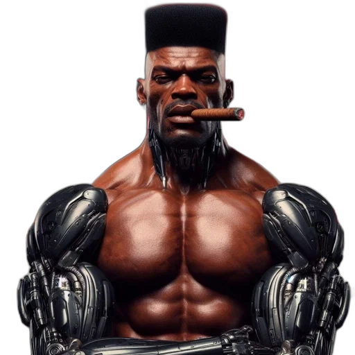 face, robot, animal, hat, cyberpunk, concept art, comic book art, photorealistic transparent PNG cut-out
