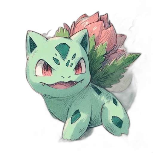 creature, dragon, animal, flower, watercolor, concept art, fantasy art, pixel art transparent PNG cut-out