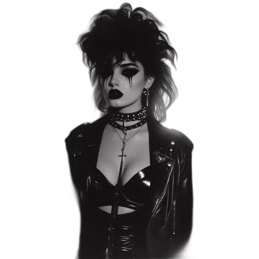 jacket, hair, dress, staff, cyberpunk, cartoon, concept art, comic book art transparent PNG cut-out