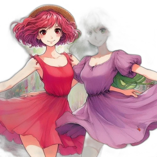 dress, mask, anime, watercolor transparent PNG cut-out