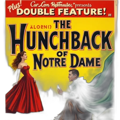 underwater, vintage, movie, poster, featuring, title, hunchback, notre transparent PNG cut-out