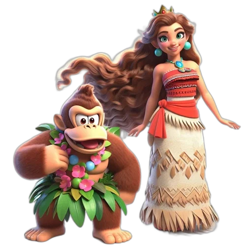 concept art, 3d render, two, animated, characters, appear, jovial, gorilla transparent PNG cut-out
