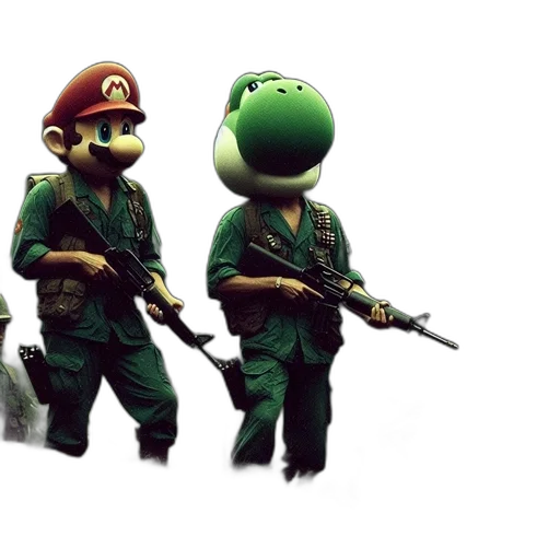 weapon, concept art, pixel art, 3d render, comic book art, green, mario, yoshi transparent PNG cut-out