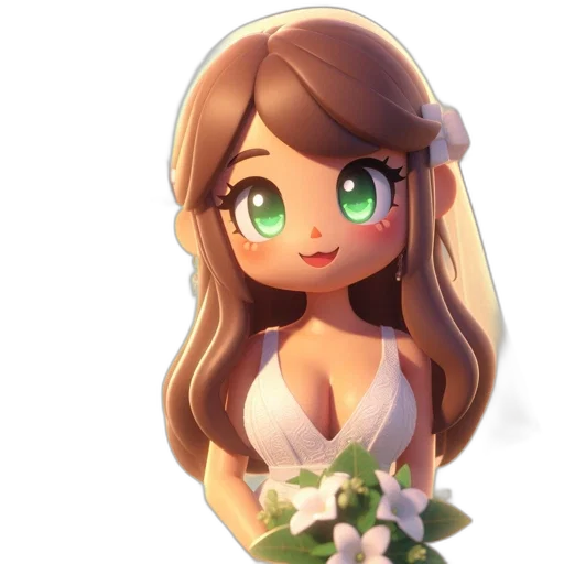 dress, flower, pixel art, 3d render, anime, fantasy art, green, animated transparent PNG cut-out