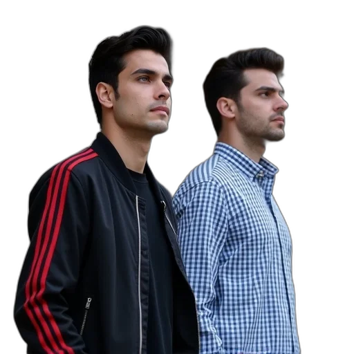 jacket, face, staff, 3d render, photorealistic, concept art, pixel art, two transparent PNG cut-out