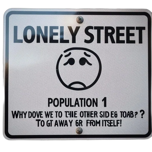 lonely, street, sign, reads, population, featuring, sad, face transparent PNG cut-out