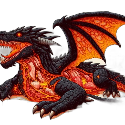 dragon, animal, creature, fantasy art, concept art, pixel art, photorealistic, red transparent PNG cut-out