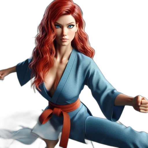 concept art, 3d render, comic book art, fantasy art, japanese, martial, artist, red transparent PNG cut-out