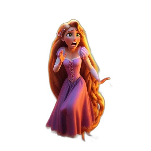 dress, crown, staff, hair, 3d render, concept art, cartoon, fantasy art transparent PNG cut-out