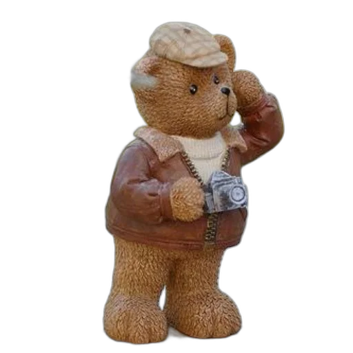3d render, cute, teddy, bear, figurine, dressed, photographer, camera transparent PNG cut-out