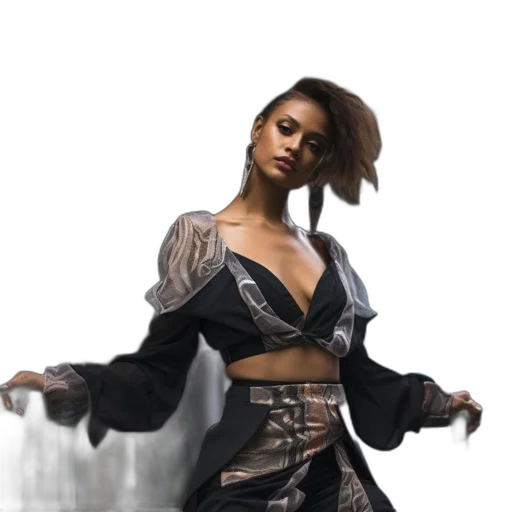 jacket, dress, concept art, photorealistic, 3d render, cyberpunk, earth tones, dark transparent PNG cut-out