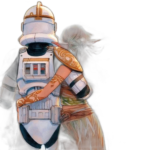 robot, concept art, fantasy art, comic book art, watercolor, outer space, two, characters transparent PNG cut-out