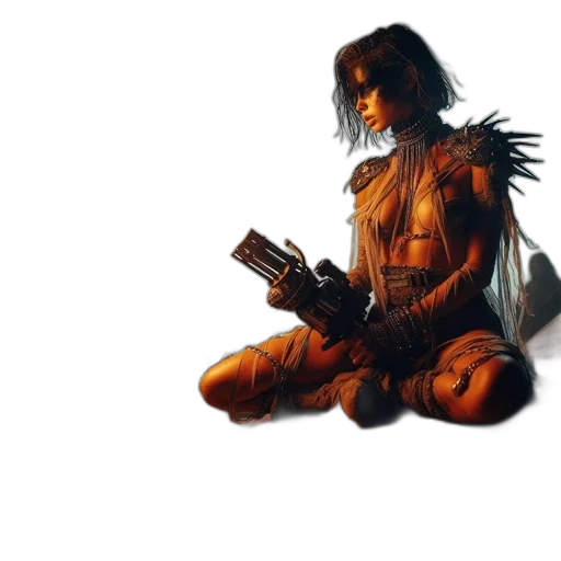 weapon, robot, concept art, comic book art, cyberpunk, pixel art, fire, outer space transparent PNG cut-out