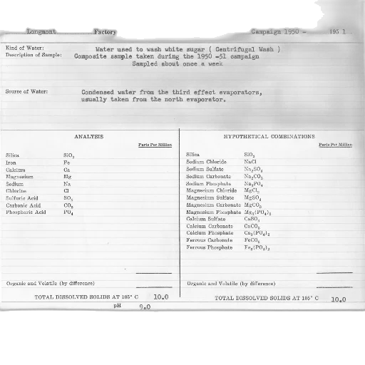 document, titled, water, analysis, longmont, factory, detailing, used transparent PNG cut-out