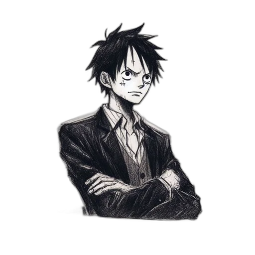 staff, jacket, face, creature, cartoon, anime, comic book art, concept art transparent PNG cut-out