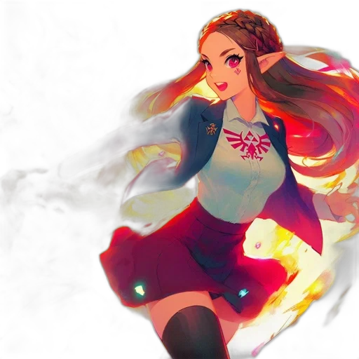dress, anime, fantasy art, concept art, pixel art, fire, neon lights, outer space transparent PNG cut-out